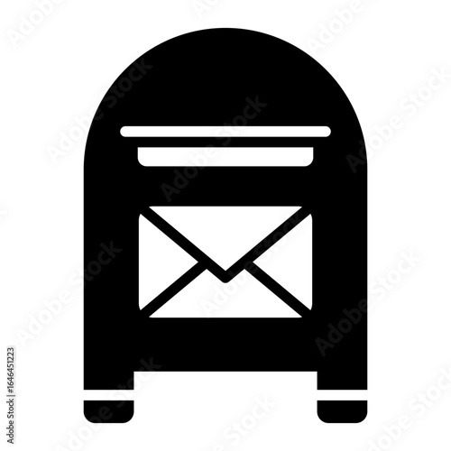 Mailbox glyph icon for sending or receiving postal mail in neighborhood