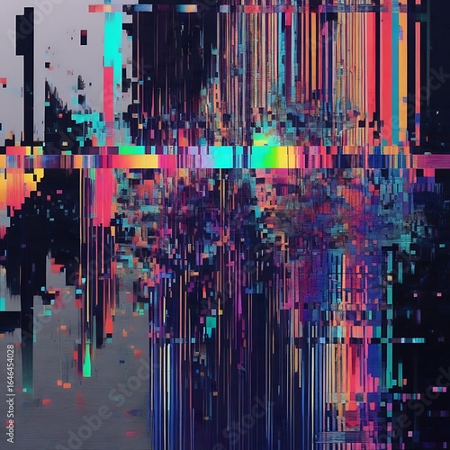 Abstract digital art, vibrant colors, glitch effect.

