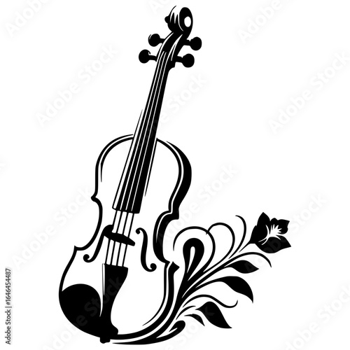 Silhouette of a flowering violin