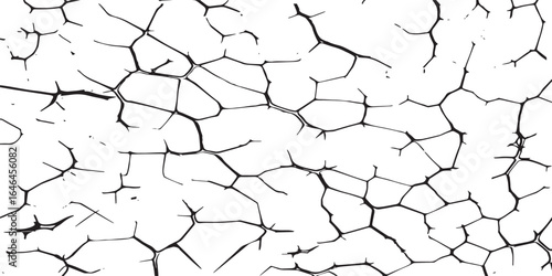 Broken cracked surface. Vector illustration. Monochrome background of coarse soil. Cracked earth. Dry soil texture. Ground cracks background.