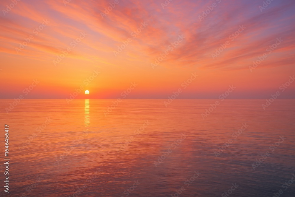 Fototapeta premium Breathtaking coastal sunrise creating vibrant seascape with golden reflections on calm ocean waters