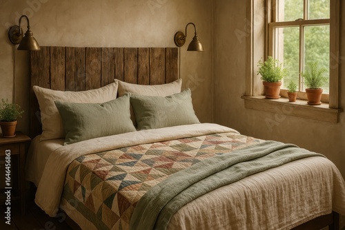 Wallpaper Mural Cozy farmhouse bedroom featuring natural textures vintage furnishings and soft neutral color palette creating serene country living atmosphere Torontodigital.ca