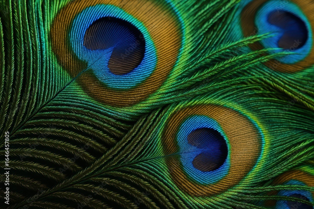 Fototapeta premium Exquisite peacock feather texture displaying iridescent colors and intricate natural patterns perfect for luxury design and artistic applications
