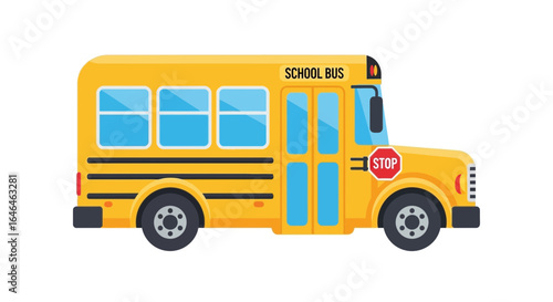 Yellow school bus illustration on an isolated white backdrop vector design