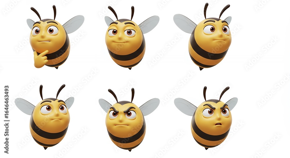 Fototapeta premium Cartoon bee expressions