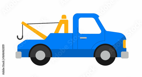 Graphic vector illustration of a blue tow truck on a white background