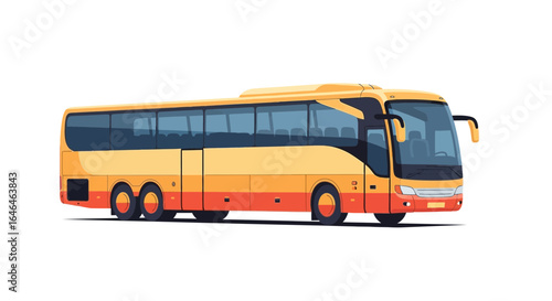 Illustrated modern coach bus isolated on white backdrop for versatile usage