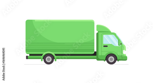 Isolated green delivery truck illustration on white background studio shot
