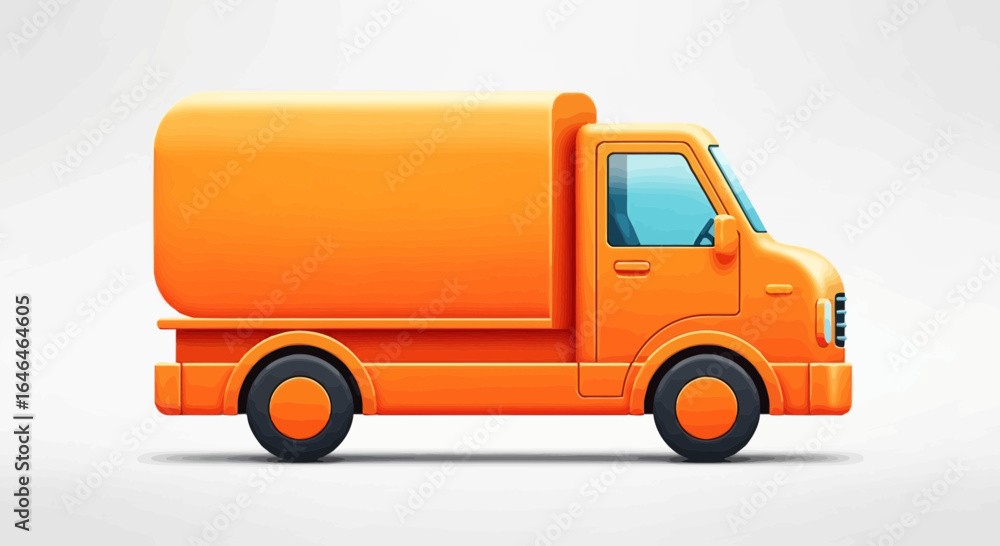Vibrant orange delivery truck illustration on a clean white backdrop Vibrant orange delivery truck illustration on a clean white backdrop