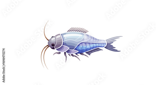 Mystical Aquatic Creature Isolated on White Background Detailed Illustration
