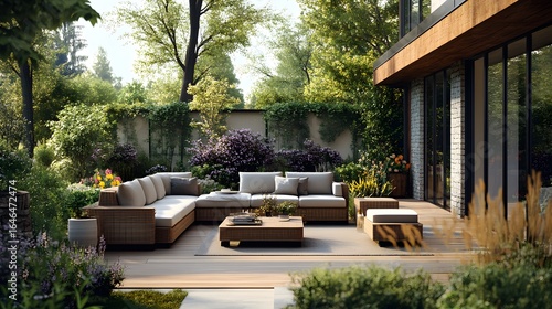 Chic outdoor furniture in a gorgeous�garden.