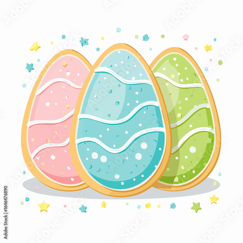 Easter gingerbread cookies in the shape of eggs in cartoon style
1
