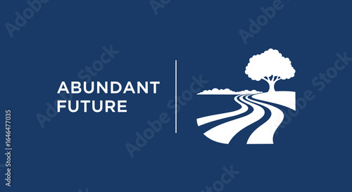Abundant Future logo concept with a winding road and tree. Symbol of growth, journey, and nature.