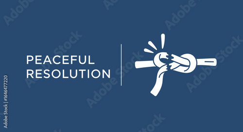 Peaceful Resolution concept illustration. Metaphor of a breaking knot representing conflict resolution, divorce, or ending an agreement.