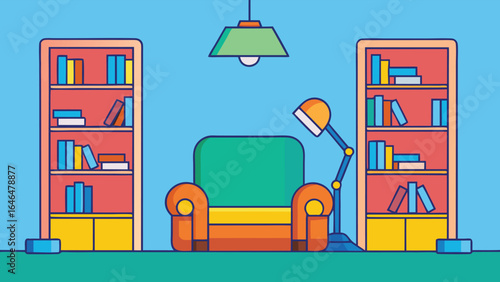 Cozy reading nook with bookshelves and armchair lamp