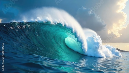 A majestic ocean wave crests, symbolizing leadership, power, and the untamed force of nature Its powerful surge evokes a sense of command and unstoppable progress , command, marine
