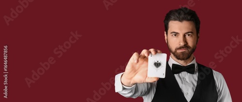 Handsome male poker player ...