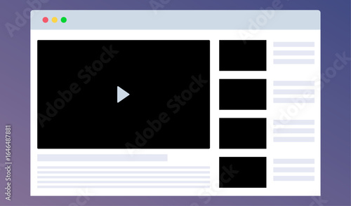 Online Video Streaming Platform: Clean, vector-style illustration of a video streaming platform, showcasing a user-friendly interface designed for seamless viewing and content discovery.