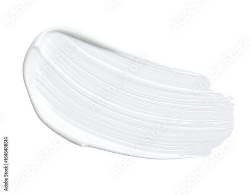 White cosmetic cream smear with a glossy finish and visible brushstroke texture.