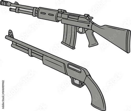 Silhouette assault rifle , ideal for military-themed designs, tactical branding, or defense illustrations