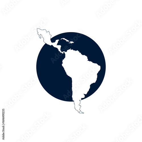 Latin America map icon blue circle background
