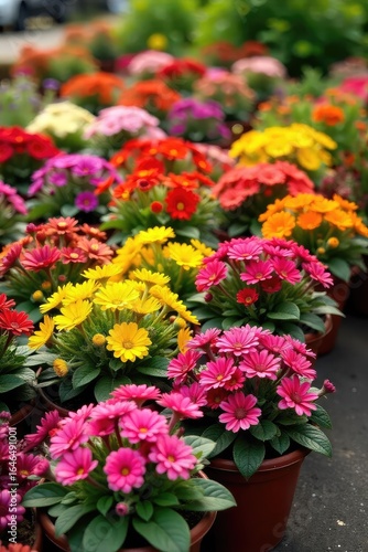 Wallpaper Mural Vibrant Spring Bedding Plants Ready for Planting Colorful Assortment in Pots for Gardens, Landscaping, and Home Decor Torontodigital.ca
