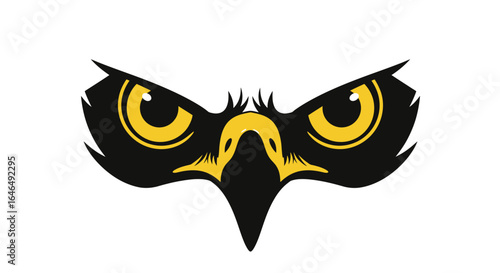 Majestic eagle vector illustration, PNG format, featuring a detailed close-up of its intense, piercing golden eyes and sharp beak, perfect for logos and designs.
