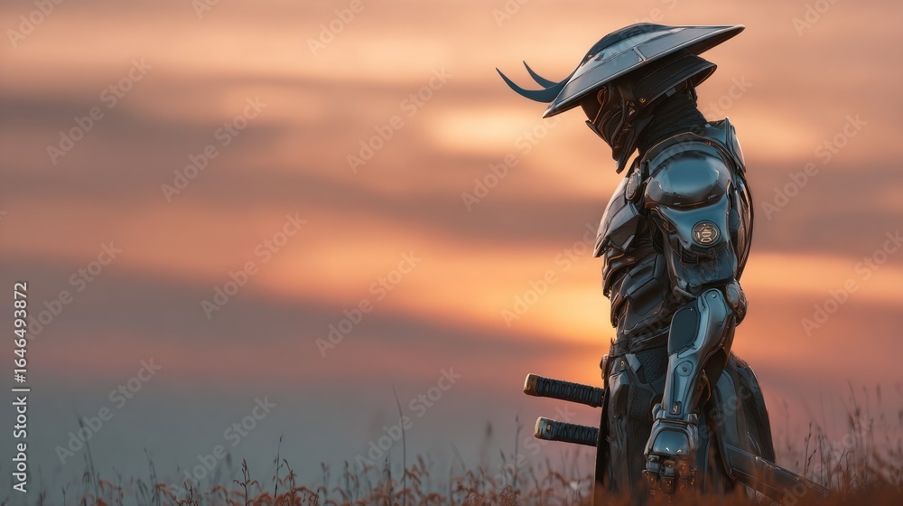 Fototapeta premium Cyberpunk Samurai Sunset