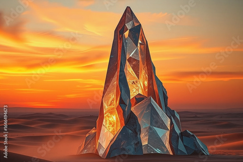Crystal Tower in Desert Sunset