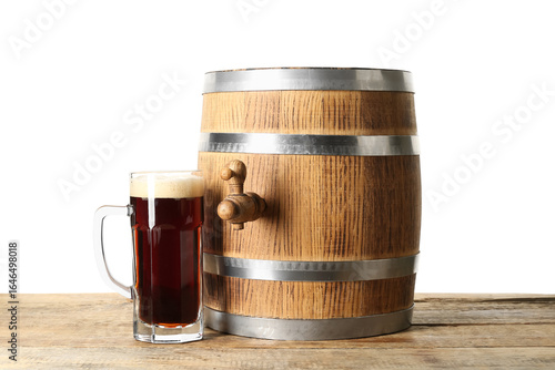 Wooden barrel and mug of co...