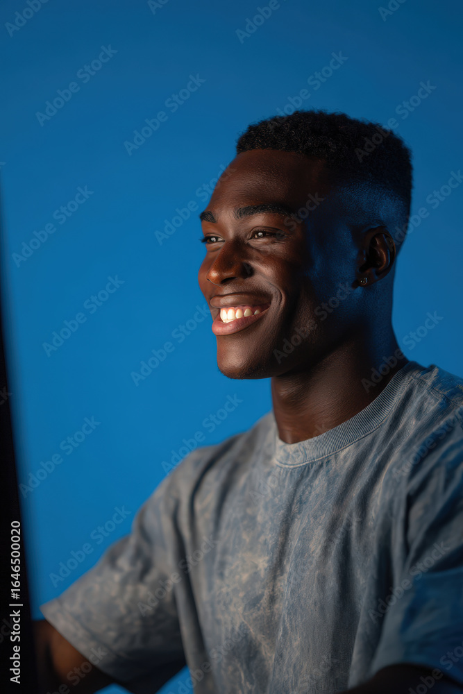 Fototapeta premium teenager confidently engages in creative video editing process using ai tools