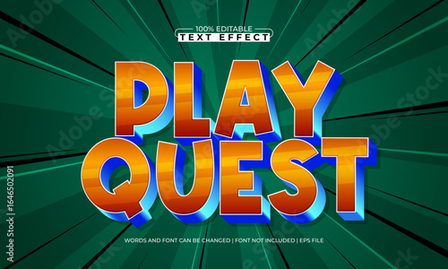play quest editable text effect with a play and game text style