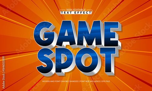 game spot editable text effect with a play and game text style