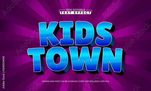 kids town editable text effect with a play and game text style