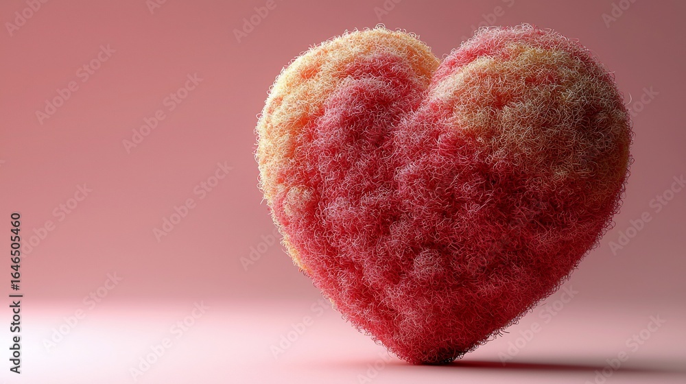 Obraz premium Fluffy heart on a pink background