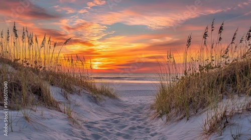 Serene Sunset at the Beach: A Breathtaking Coastal Vista