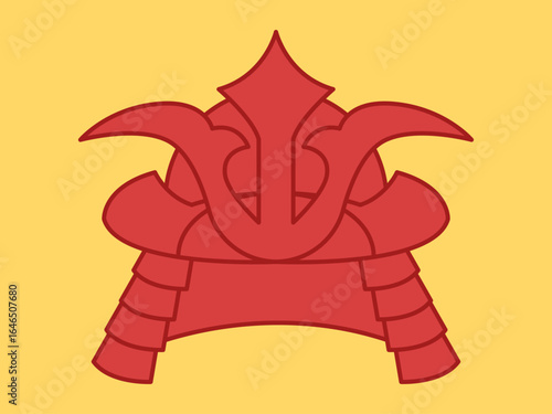 Samurai helmet icon. Asian culture vector icon. Flat illustration concept.