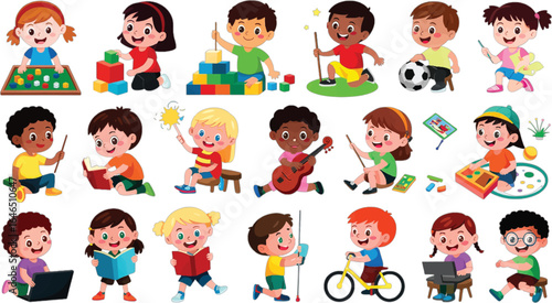 Diverse Children Engaging in Various Activities and Hobbies