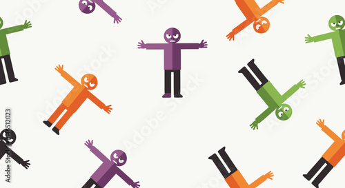 Abstract Crowd of Angry People Vector Illustration on White Background