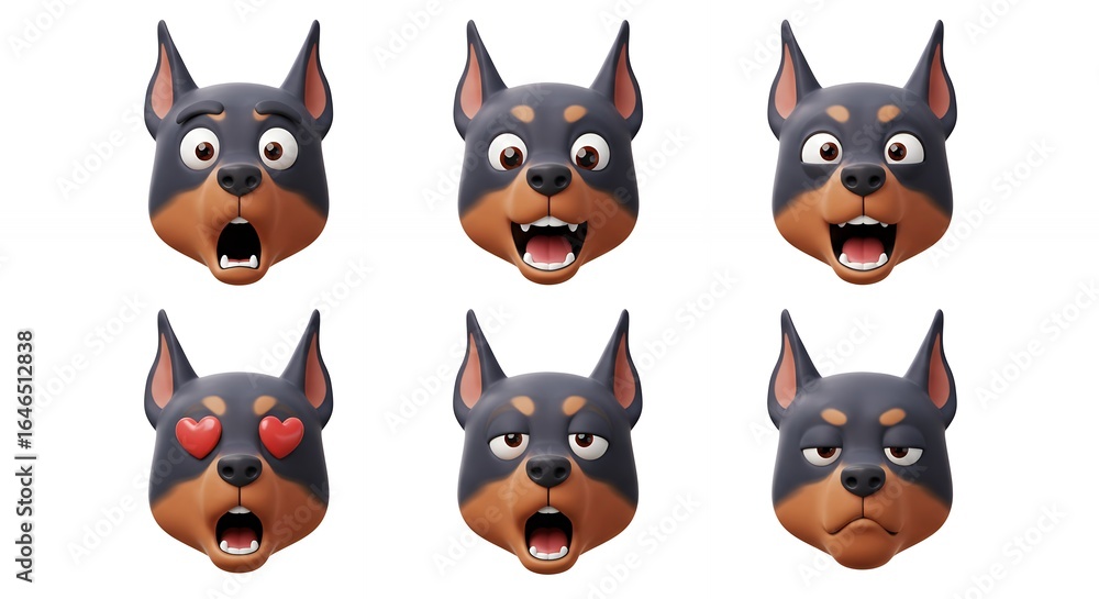 Fototapeta premium Dog head expressions set vector illustration