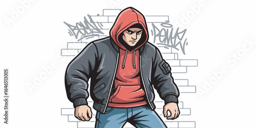 High-quality vector illustration of a hooligan character or concept, with clean lines, solid colors, and smooth gradients.