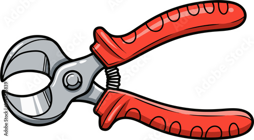 Cartoon Pruning Shears with Red Handles, Ready for Gardening Tasks.