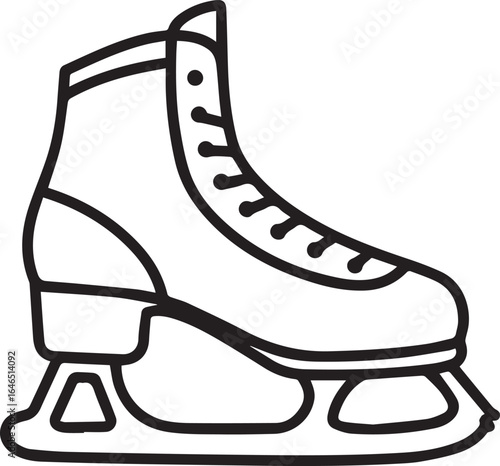 Elegant ice skate illustration for winter sports enthusiasts, perfect for logos, apparel, and holiday designs, originally scalable vector graphic