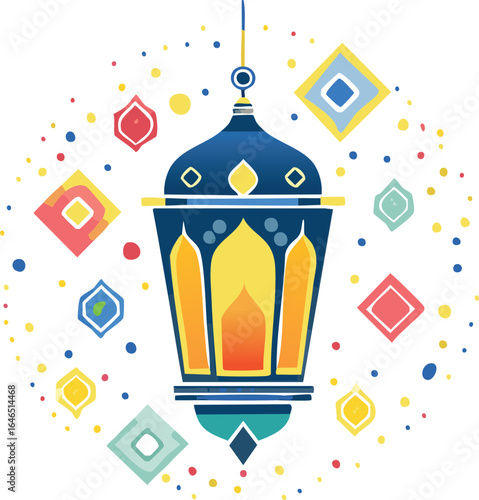 Colorful Ramadan Lantern with Geometric Shapes Islamic