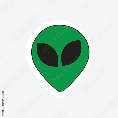 Alien head vector illustration of a large, bald head with large, dark eyes and a prominent forehead