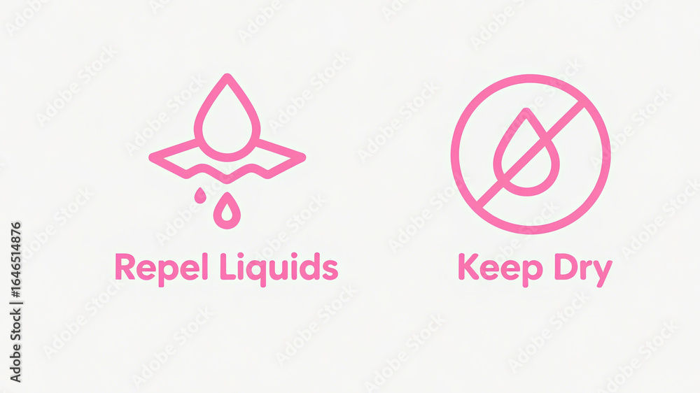 Fototapeta premium The liquid protection and keeping dry icon represents resisting liquid penetration and keeping items dry, used for outdoor equipment and daily protective scenarios.