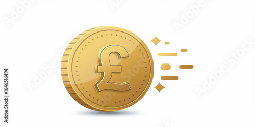 High-quality vector illustration of the British pound sterling currency icon over a coin, with clean lines, solid colors, and smooth gradients