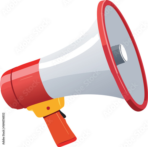 Red and White Megaphone Illustration bullhorn announcement