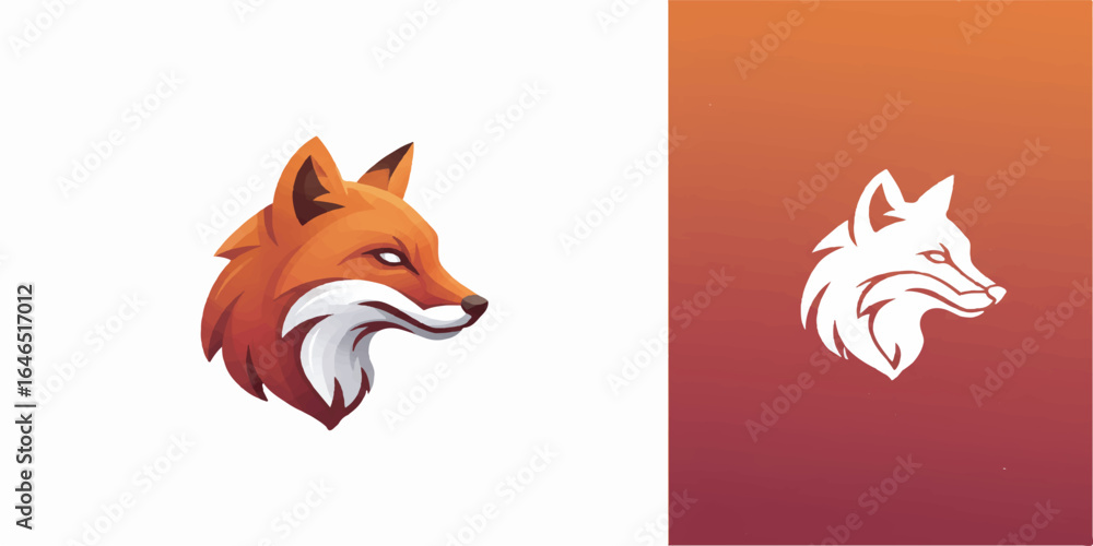 Obraz premium Fox Head Logo Vector in Minimalist Style