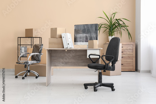 Empty office room with pack...